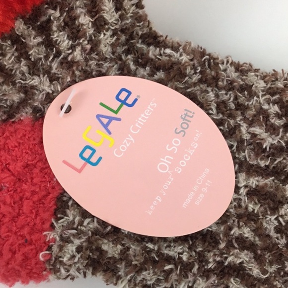 Sock Monkey Fuzzy Socks Women’s 9-11 NWT - Picture 4 of 6